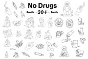 no drugs hand drawn set, a Healthcare Illustration by foxndeer (Thumbnail 1 of 4)