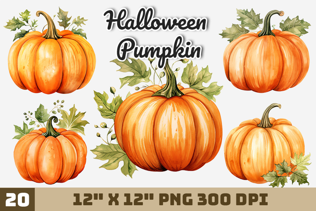 Halloween Pumpkin Watercolor, an Illustration by Gemstone (Photo 1 of 12)