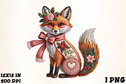 Faux Embroidery Christmas Fox with S, an Illustration by CrexoraLab (Thumbnail 3 of 6)