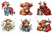 Christmas Highland Cow Clipart Bundl, an Illustration by DreamPrint404 (Thumbnail 4 of 4)