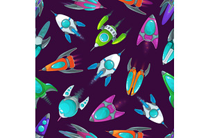 Rockets Cartoon Pattern, Space Ships