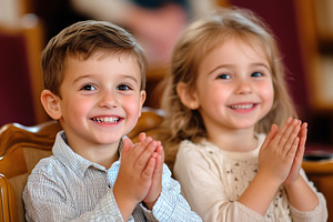 Smiling child boy and girl enjoying a fun moment together, a Person Photo by AlyaAnd