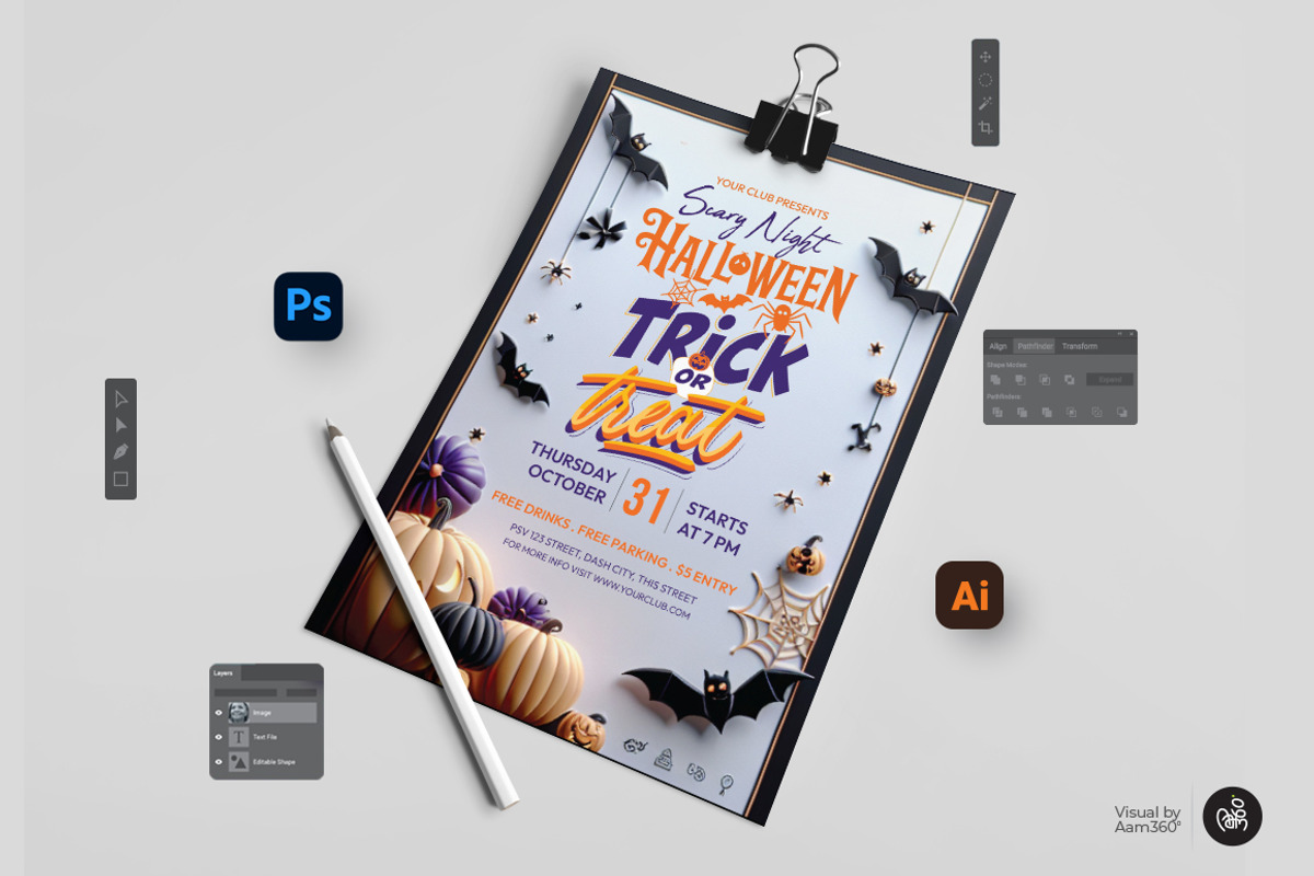 Halloween Trick or Treat Bundle, a Flyer Template by Aam360 (Photo 9 of 9)