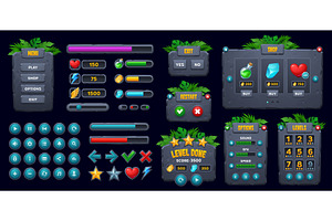Game UI, jungle forest stone, a Technology Illustration by Buch&Bee