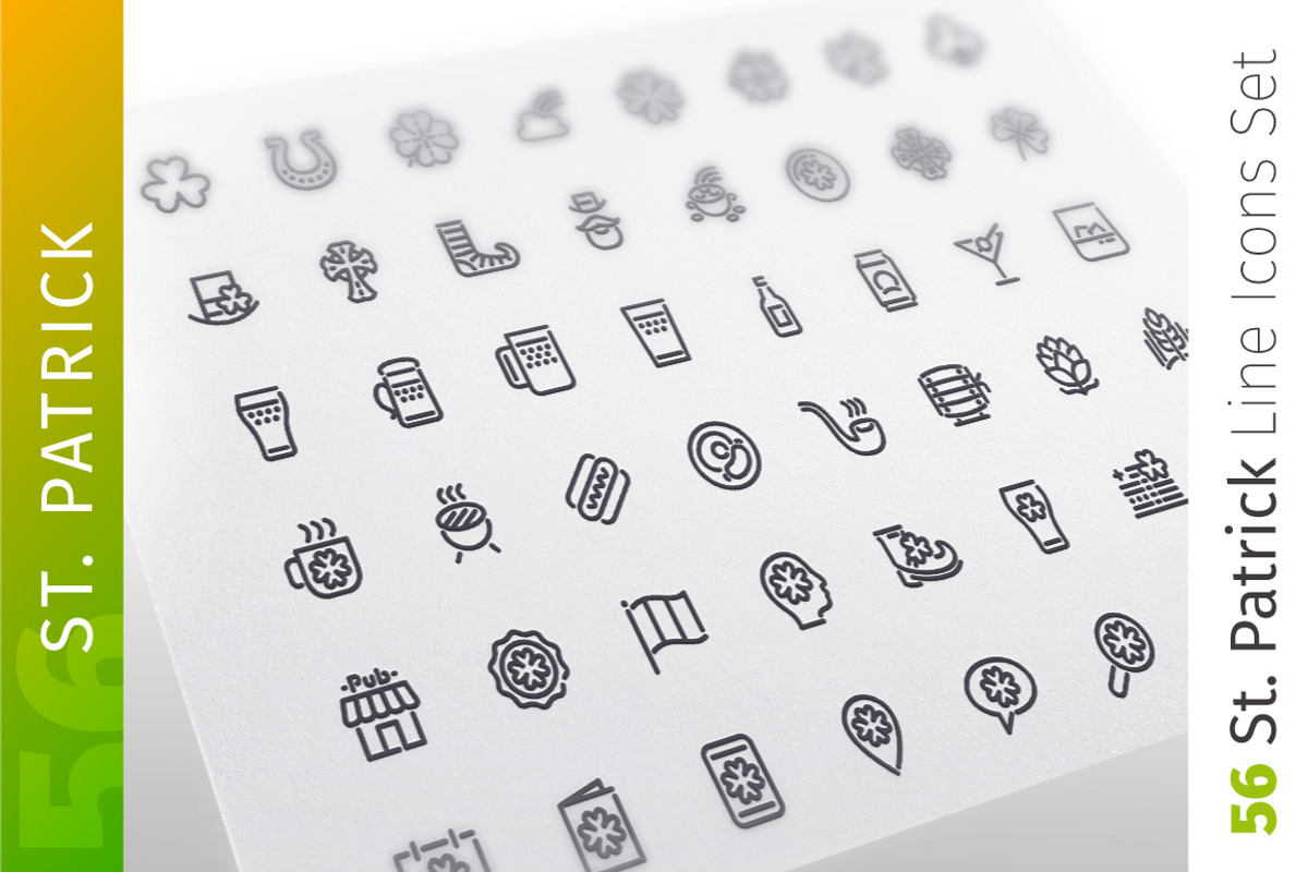 St. Patrick's Line Icons Set, an Outline Icon by Voysla's Shop (Photo 1 of 4)