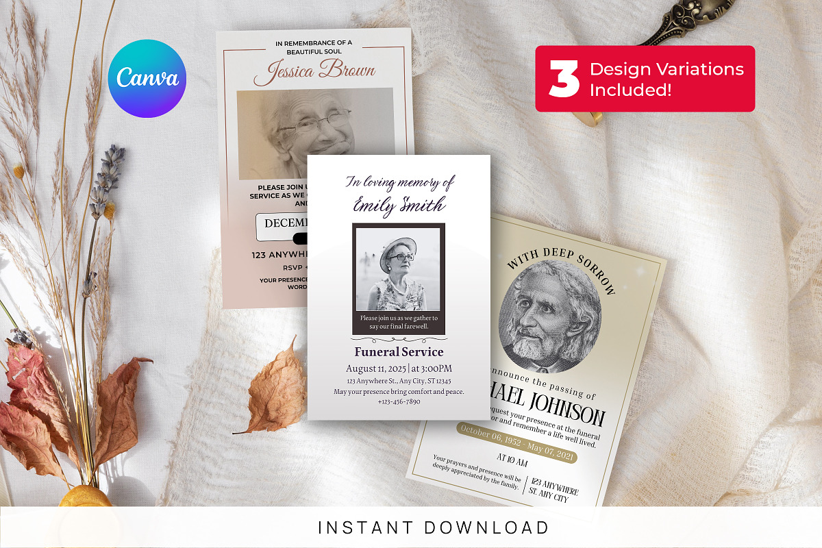 Funeral Invitation Canva Template, a Design Template by Snapybiz (Photo 2 of 10)