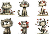 Whimsical Spring Cats Clipart, an Illustration by Designking (Thumbnail 3 of 7)