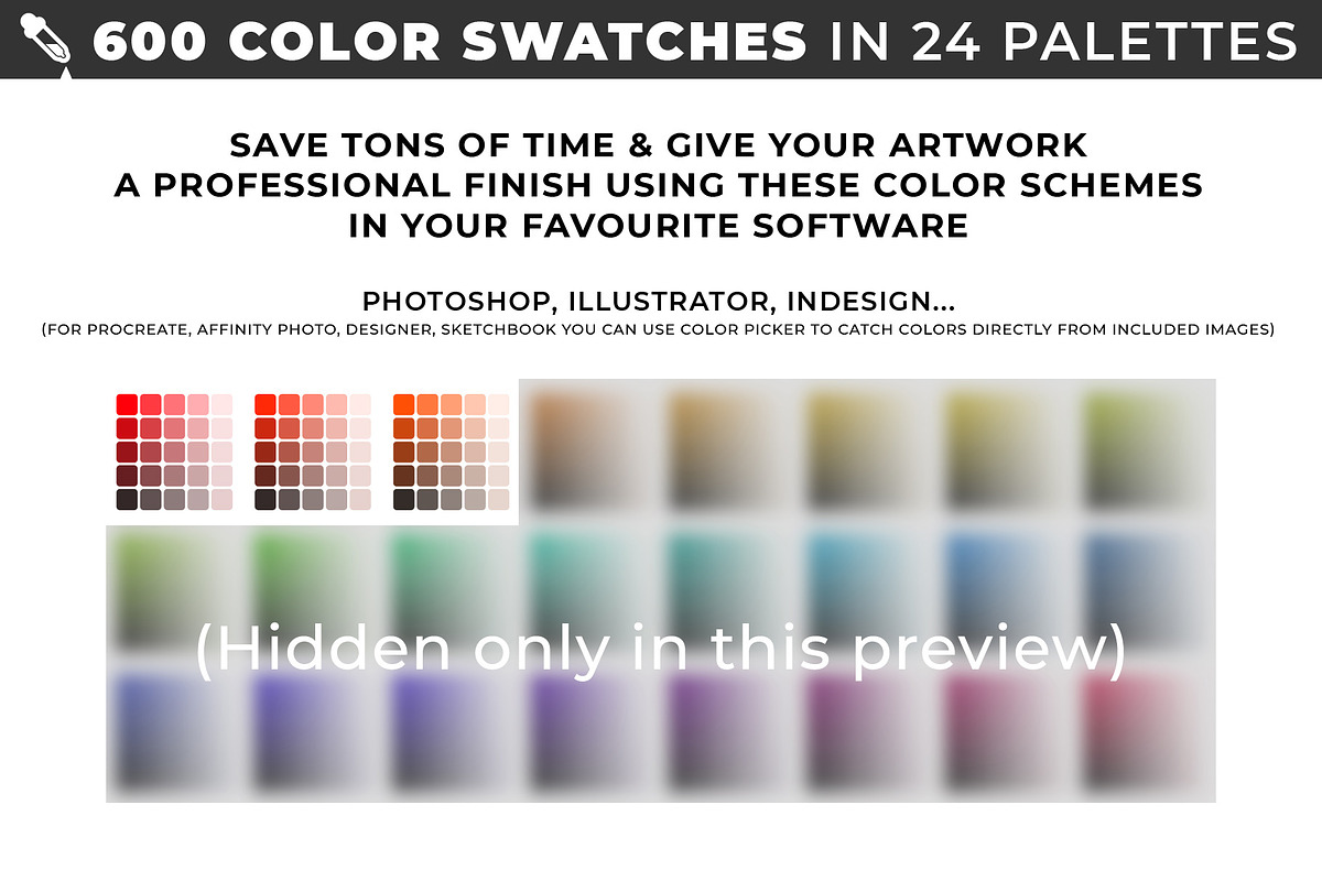 600 color swatches in 24 palettes preview 2