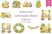 Watercolor Lemonade Stand Clipart, a Food Illustration by BerryPieArt (Thumbnail 1 of 4)