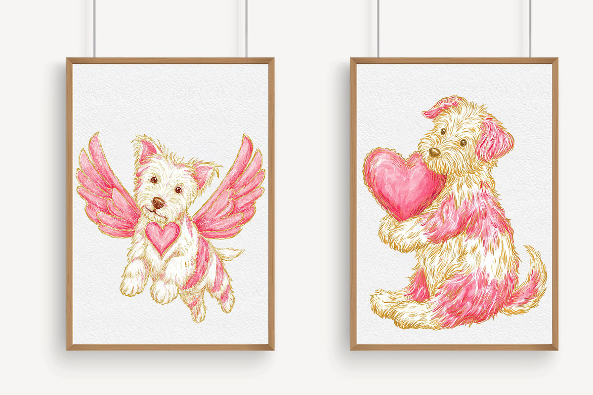 Whimsical Valentines Day Dog Clipart, an Illustration by Libby Wishes (Photo 5 of 7)