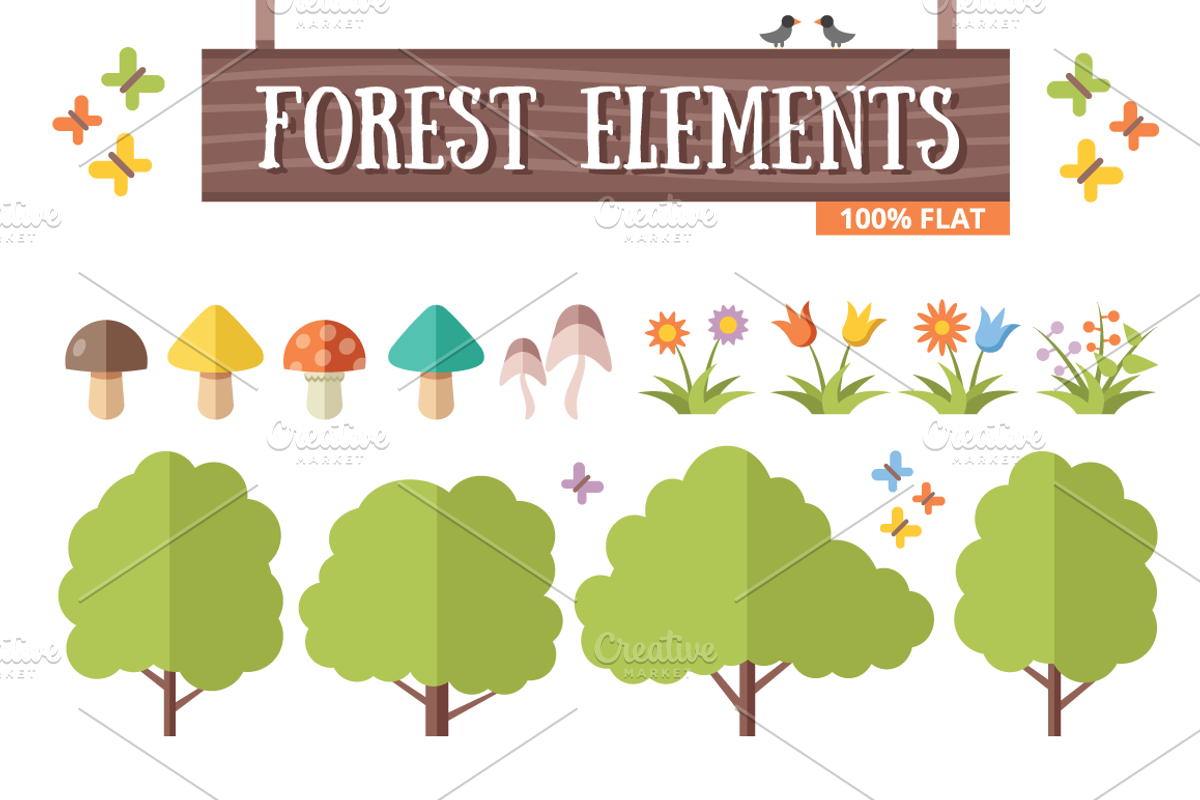 Flat Forest Elements, an Illustration by Magurok (Photo 4 of 4)
