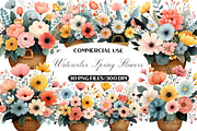 Watercolor Spring Flowers Clipart, an Illustration by Black Bird Studio (Thumbnail 1 of 5)