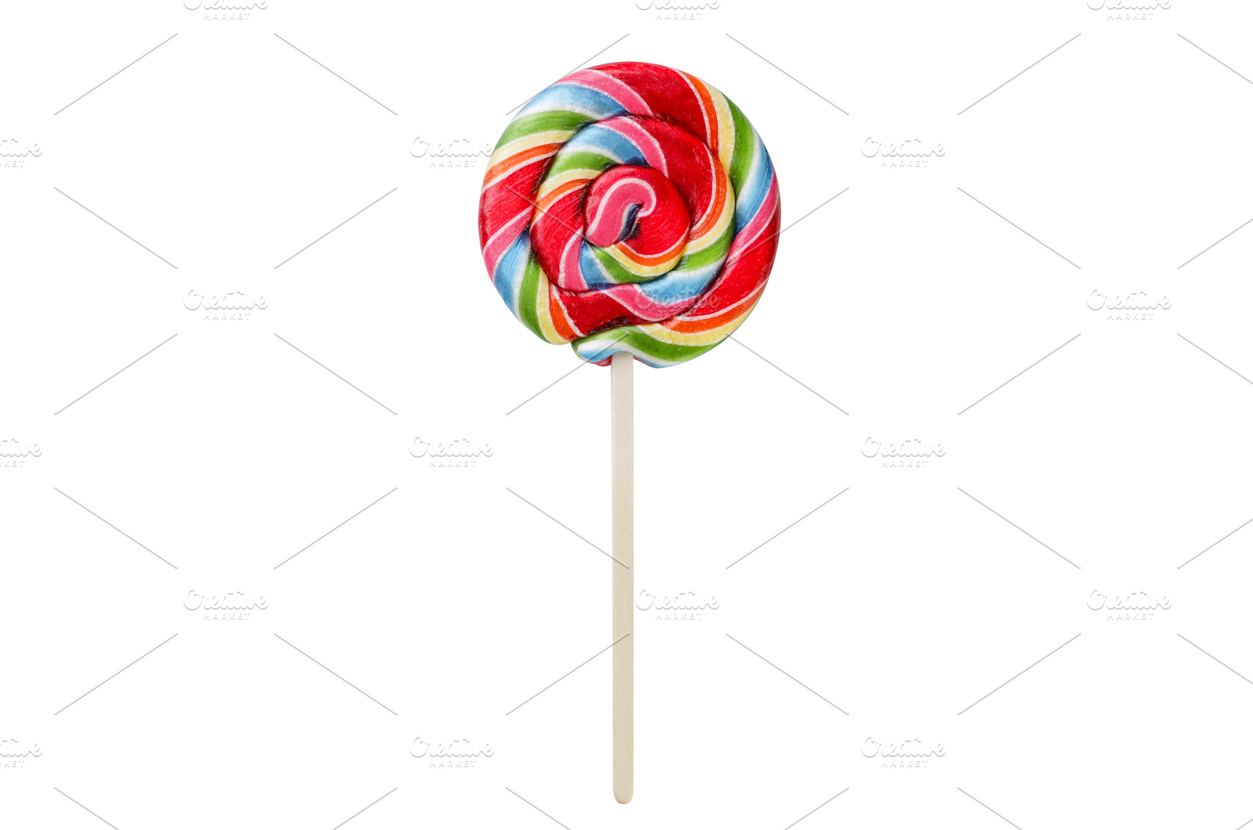 Lollipop candy on a stick on a white, a Food & Drink Photo by innakreativ