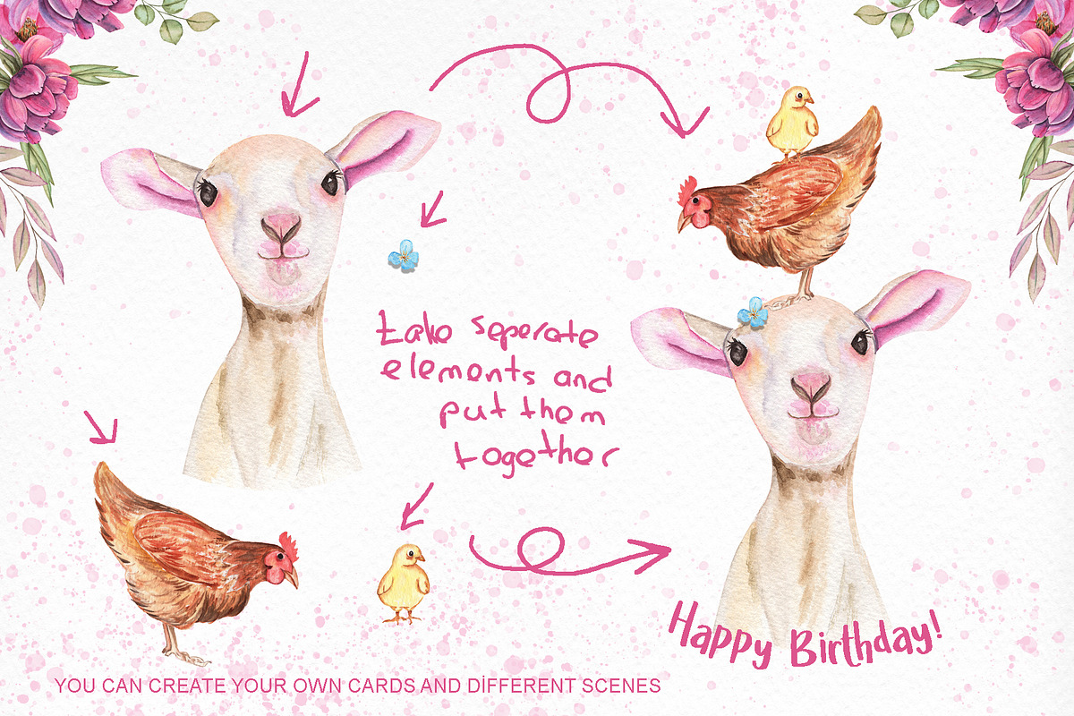 Watercolor Day with little Lambs, an Illustration by TanataDesign (Photo 5 of 11)