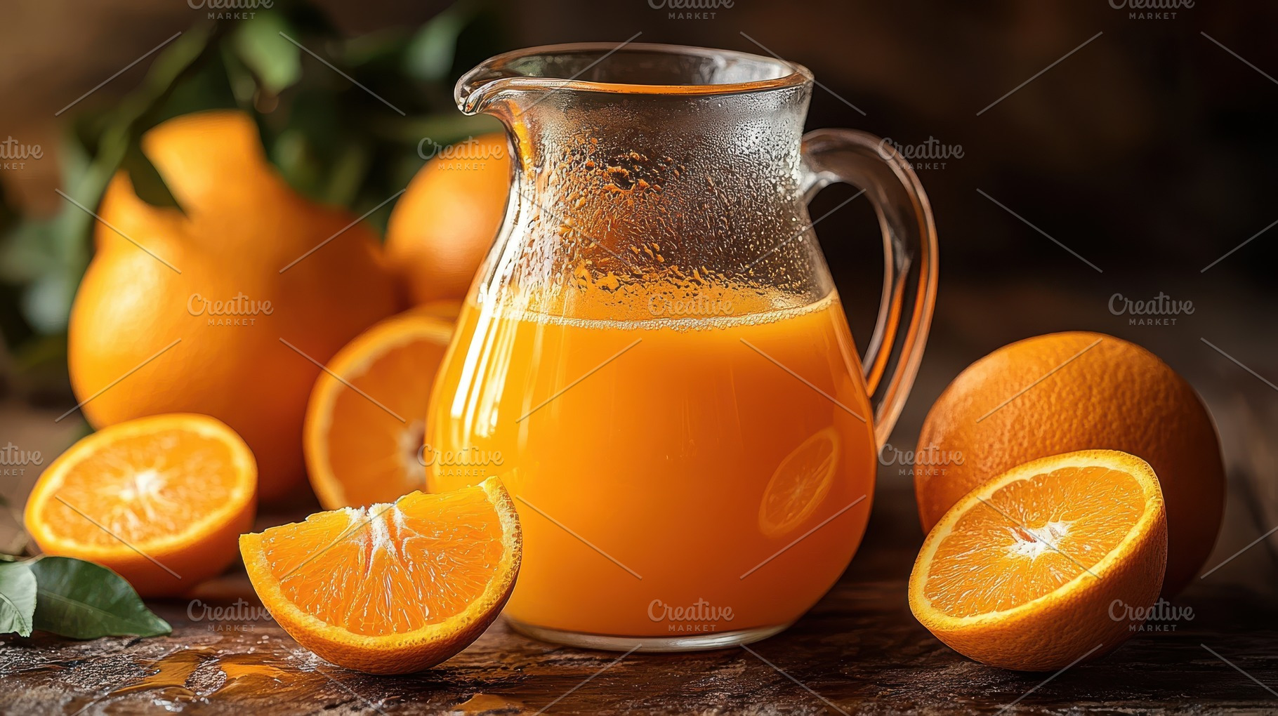 Freshly squeezed orange juice in a g, a Food & Drink Photo by Pixeness Studio