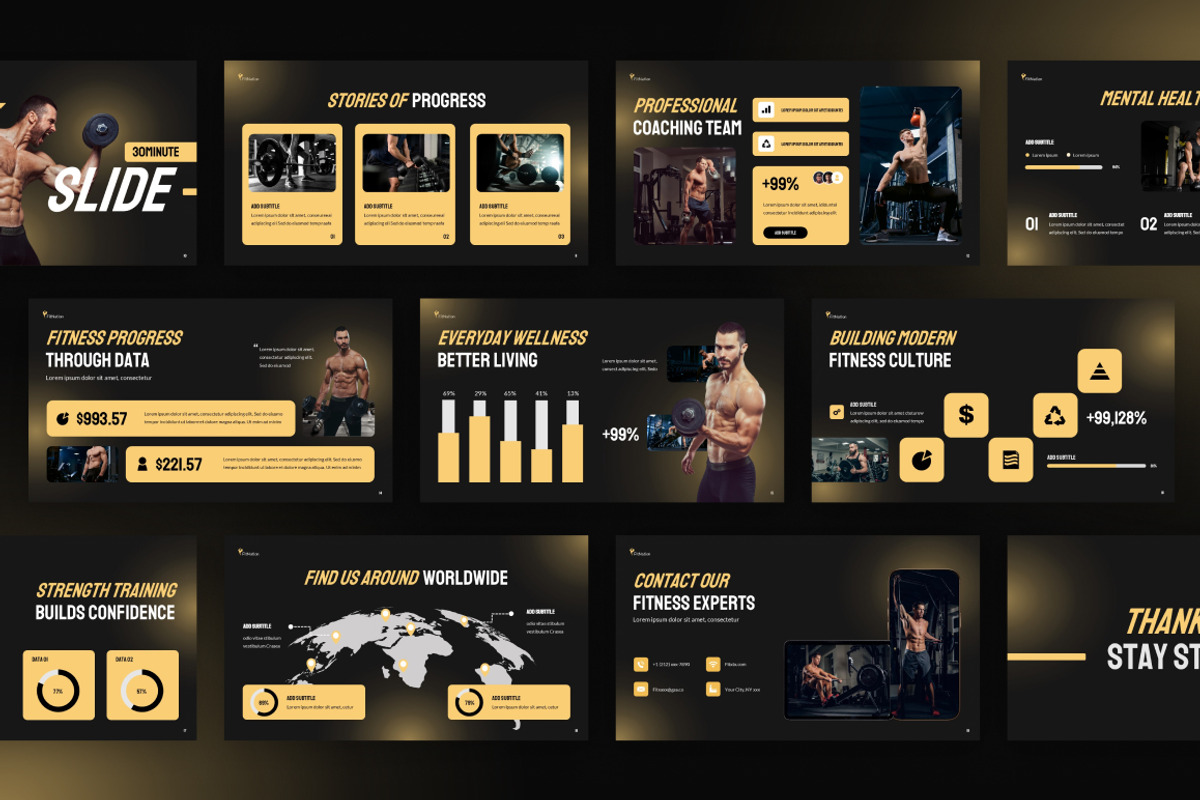 Men’s Fitness & Wellbeing PowerPoint, a Presentation Template by Loin Studio (Photo 4 of 4)