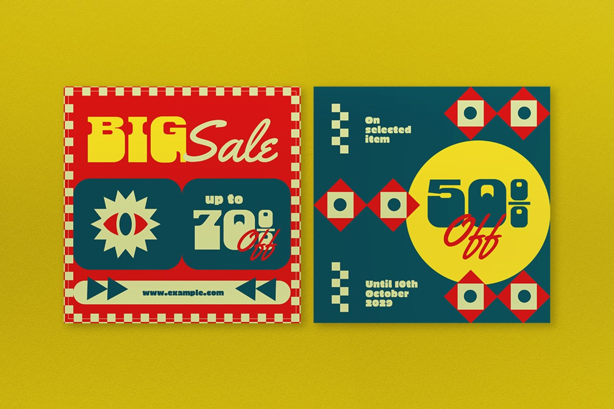 Red Blue Retro Fashion Sale Banner, an UI Kit Template by graphicook (Photo 2 of 6)