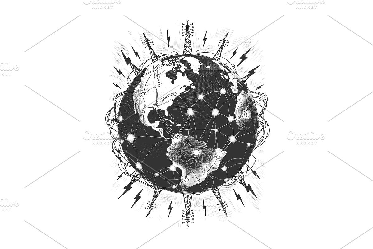 Global Communication Network, a Technology Illustration by AlexArt