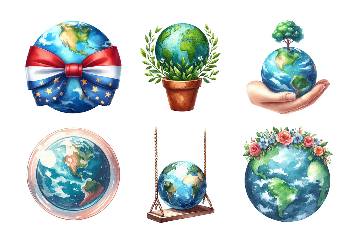 Cute Earth Clipart Sublimation, an Illustration by Daily.Designs (Photo 4 of 5)