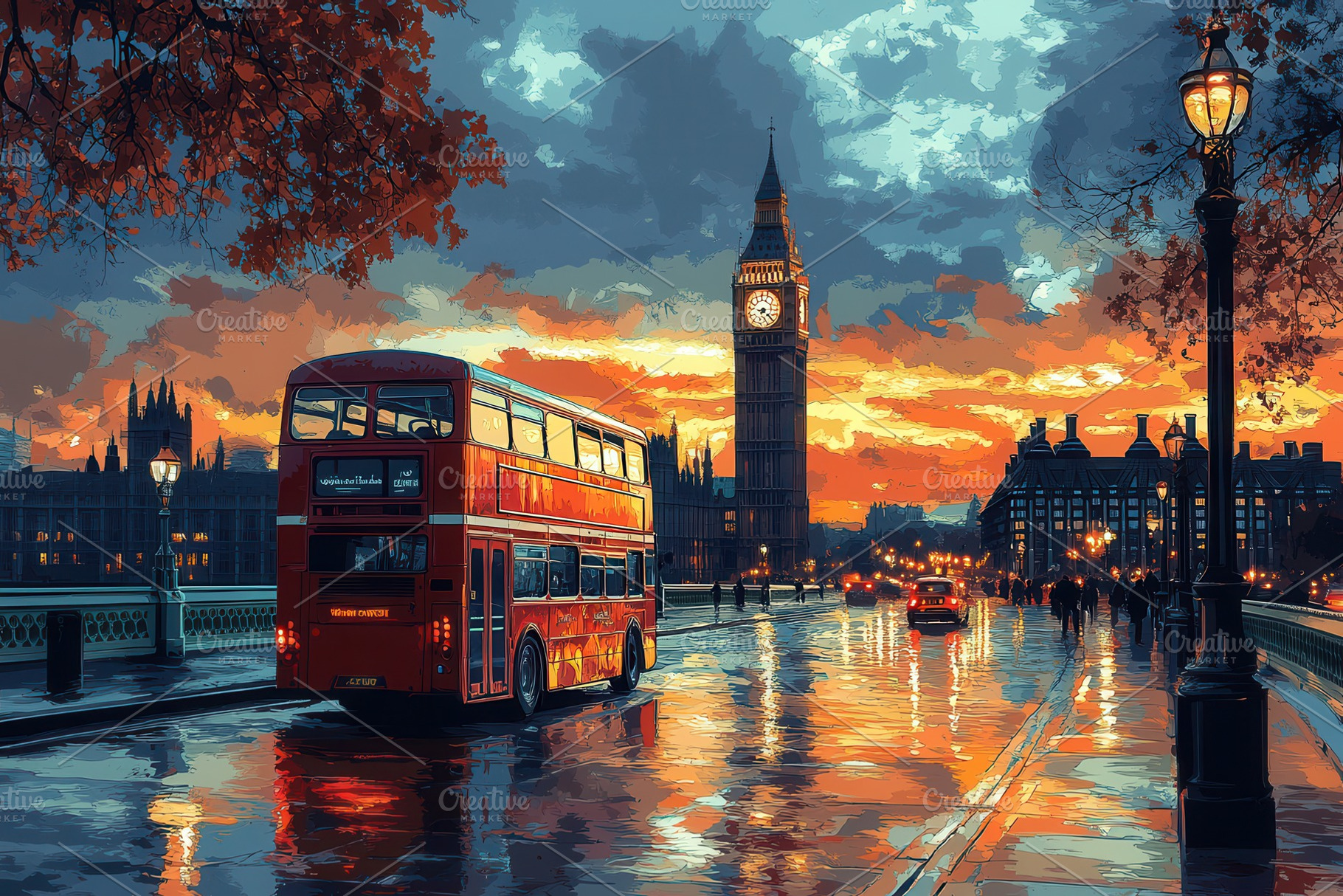 Red double-decker bus passing by Big, a Photo by Tanuart
