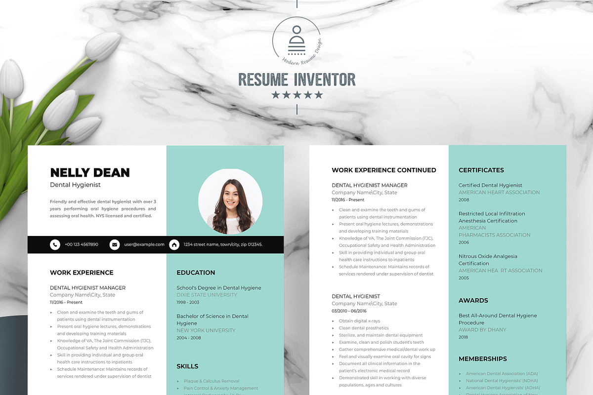 Dental Hygienist CV / Resume Design, a Resume Template by ResumeInventor (Photo 2 of 6)