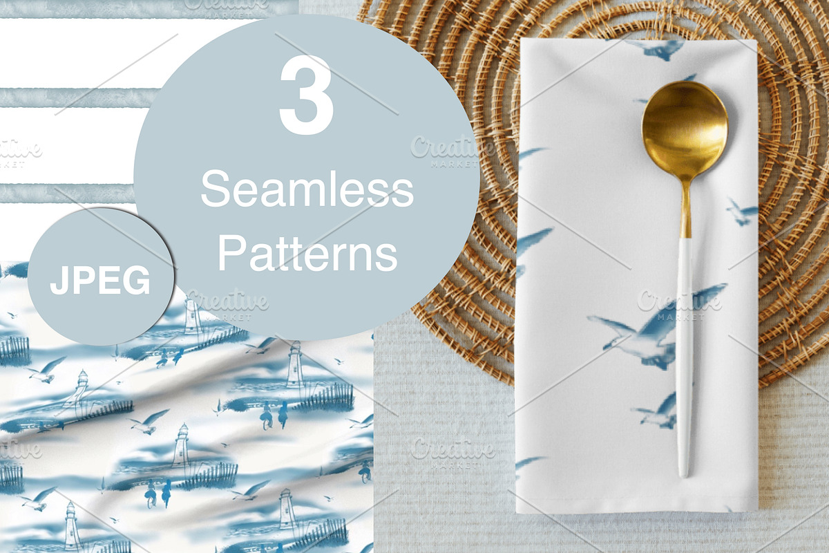 Nautical Patterns Powder Blue, a Pattern Graphic by faeDesign (Photo 1 of 5)