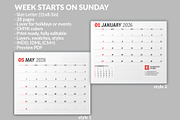 Wall Calendar 2026 (WC037-26-S), a Stationery Template by mikhailmorosin (Thumbnail 2 of 8)