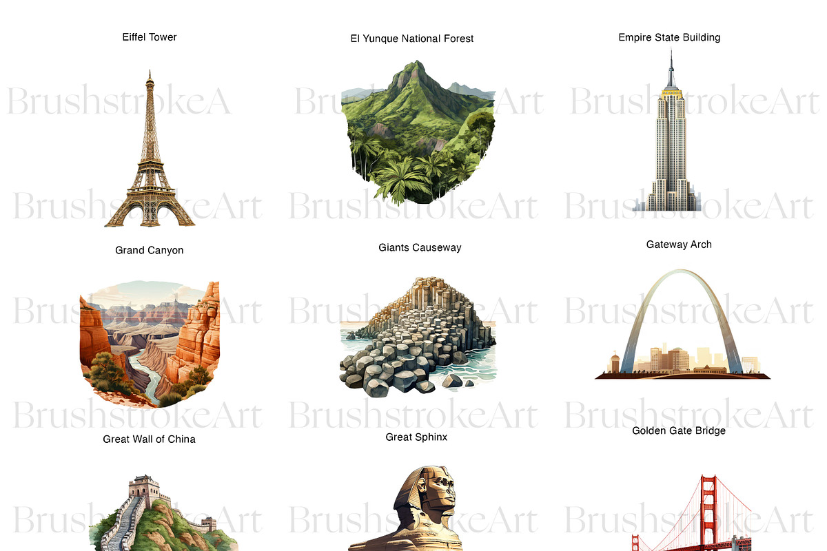 Landmarks Clipart, Pyramids, Travel, an Illustration by BrushstrokeArtGB (Photo 3 of 9)