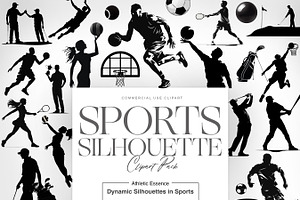 Sports Silhouette Clipart, Football, a Sport Illustration by BrushstrokeArtGB