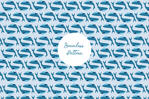 Seamless Dolphins Vector Pattern
