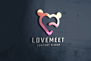 Love Heart Meet Logo, a Branding & Logo Template by Design_Planet
