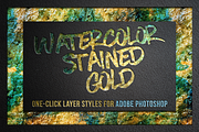 Watercolor and Gold Layer Styles PS, a Layer Style Add-On by Paper Element (Thumbnail 1 of 26)