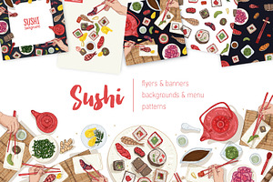 Sushi, hand drawn bundle, a Food Illustration by Good Studio