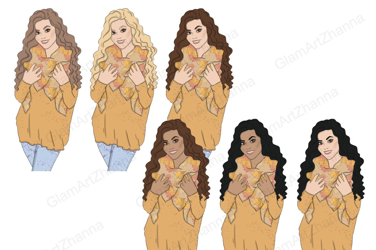Autumn Girls Clipart, a Person Illustration by GlamArtZhanna (Photo 2 of 4)
