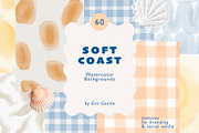 Soft Coast Watercolor Backgrounds, a Background Graphic by Eva Gentle (Thumbnail 1 of 10)