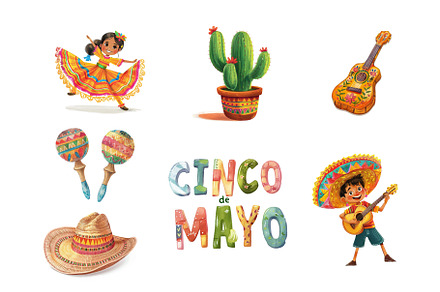 Symbols for mexican Cinco de Mayo