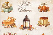 Hello Autumn Watercolor Clipart, a Seasonal Illustration by Tanya Kart (Thumbnail 17 of 17)