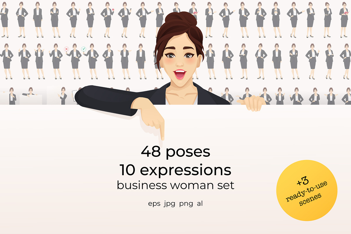 Business Woman Character Pack, a Finance Illustration by Volha Hlinskaya (Photo 1 of 9)