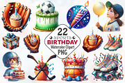 Sports Birthday Watercolor Clipart, an Illustration by RobertsArt (Thumbnail 1 of 8)
