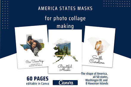 America States Masks for Canva, a Design Template by DigitalDesignsLaura