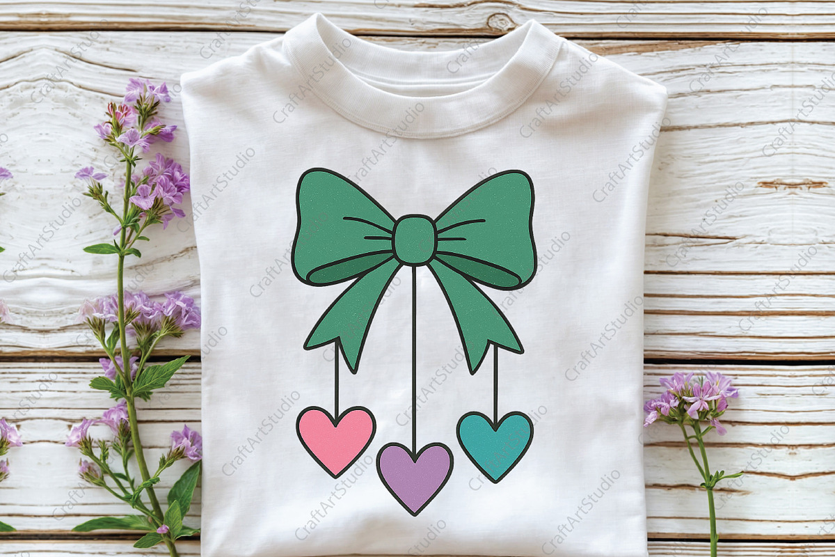 Bow and Dangling Hearts PNG, an Illustration by CraftArtStudio (Photo 2 of 4)