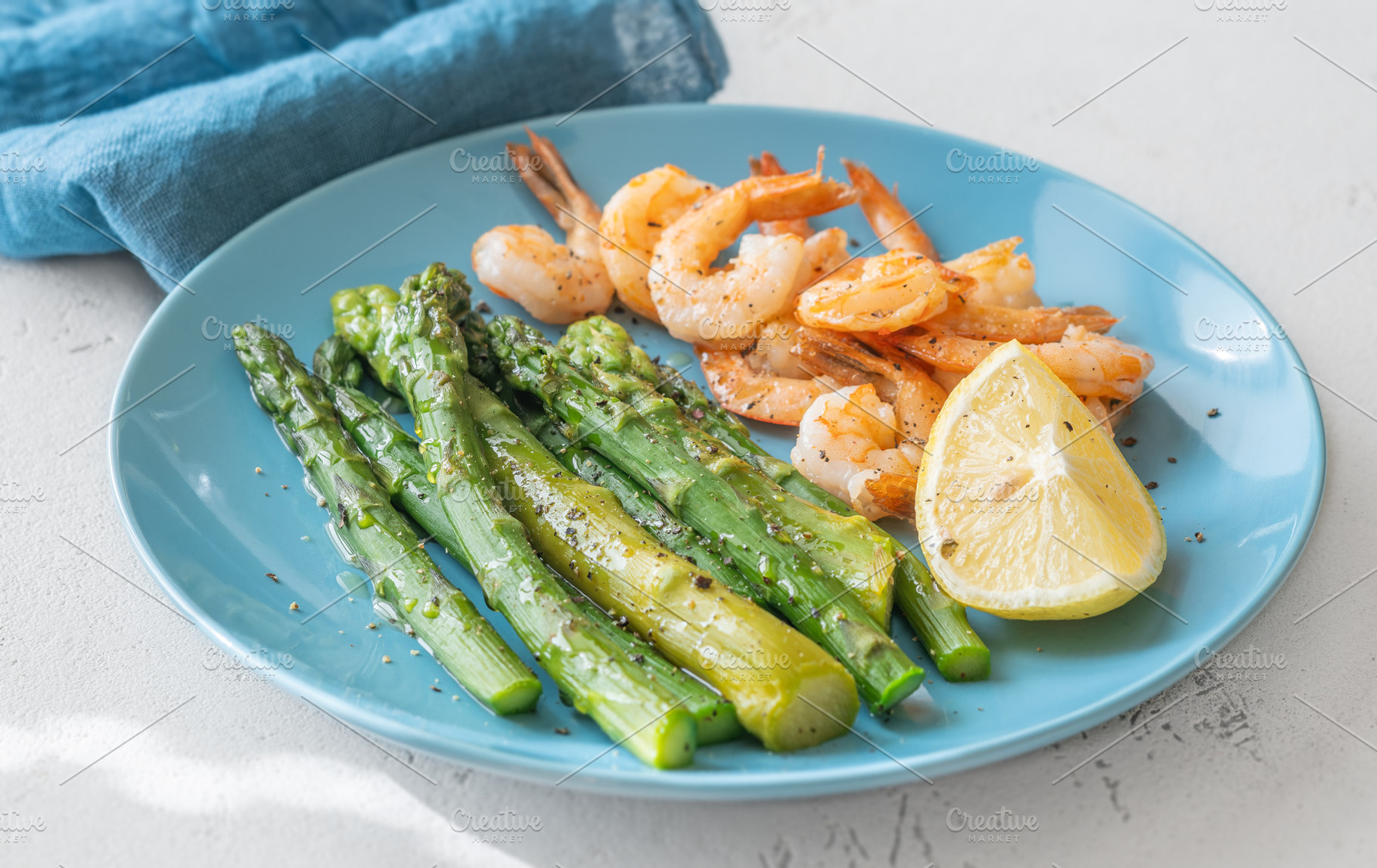 Pan Seared Shrimp With Asparagus Lemon And Garlic Healthy High P, a Food & Drink Photo by Alexander Prokopenko