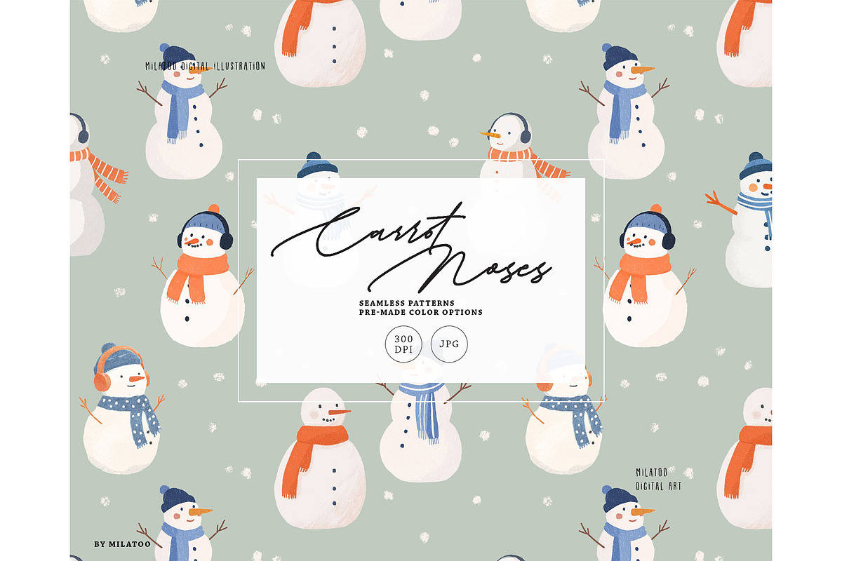 Christmas snowman pattern winter fun, a Pattern Graphic by Milatoo (Photo 1 of 4)