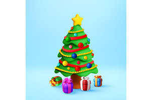 Decorative 3d christmas tree with, an Object Illustration by Abscent