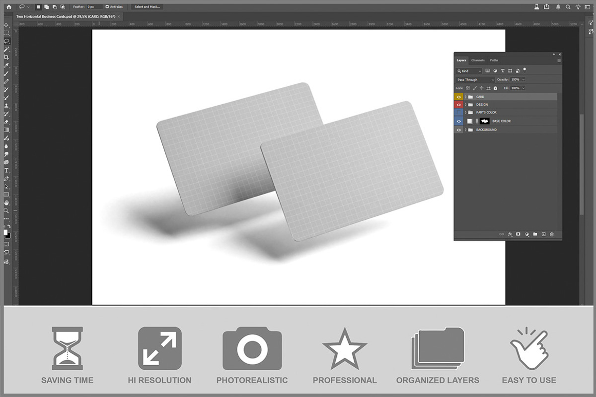 Two Horizontal Business Cards PSD, an Advertising Mockup by Bruno's Shop (Photo 2 of 3)