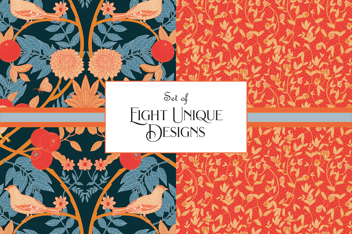 Orange Blue Morris Repeat Pattern, a Pattern Graphic by RachelStudio (Photo 2 of 5)