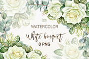 Watercolor white roses clipart., an Illustration by Mary (Thumbnail 1 of 2)