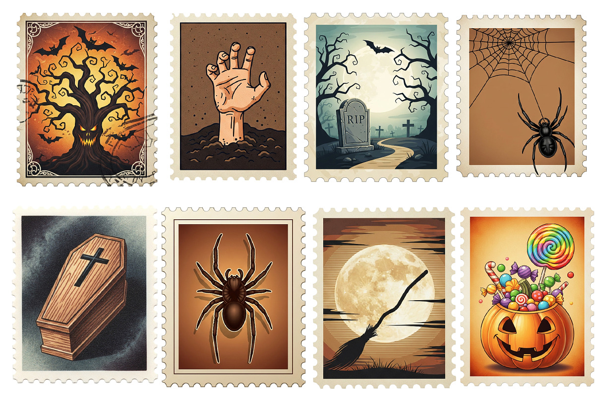 Halloween Postage Stamp Clipart, an Illustration by Designworld (Photo 3 of 5)
