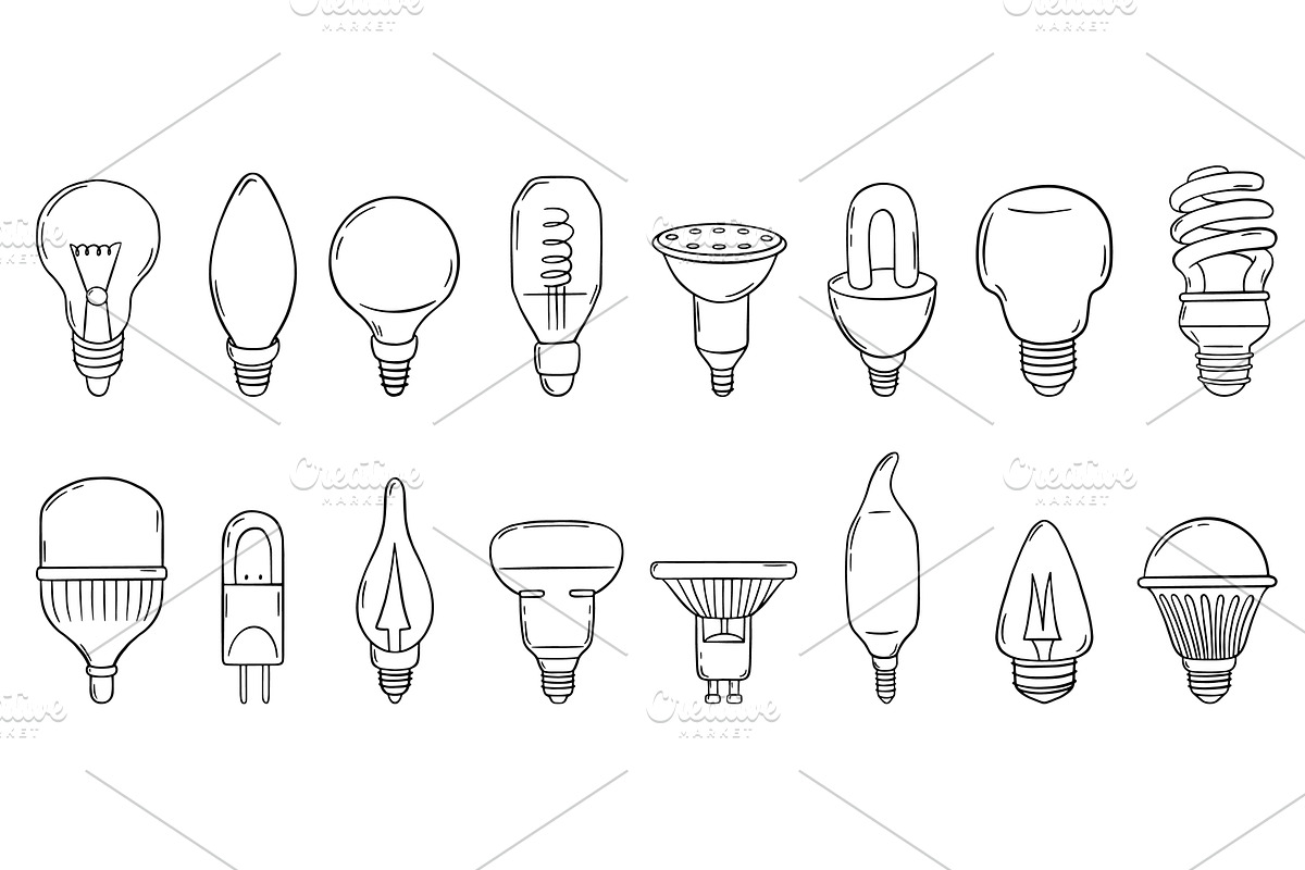 Doodle lamp bulbs. Different modern, an Illustration by Valerie Bodnar