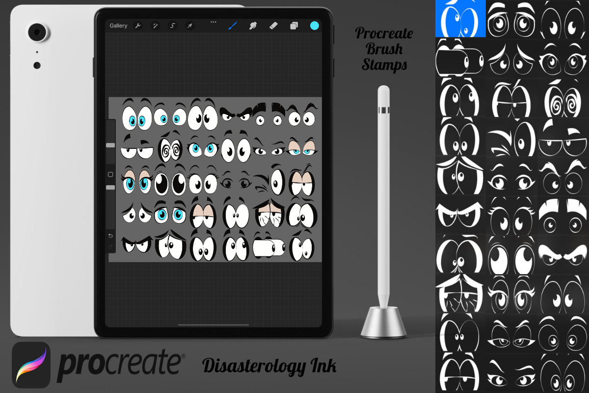 Cartoon Eyes Set 1 Procreate Brush, a Brush Add-On by Disasterology Ink (Photo 2 of 10)